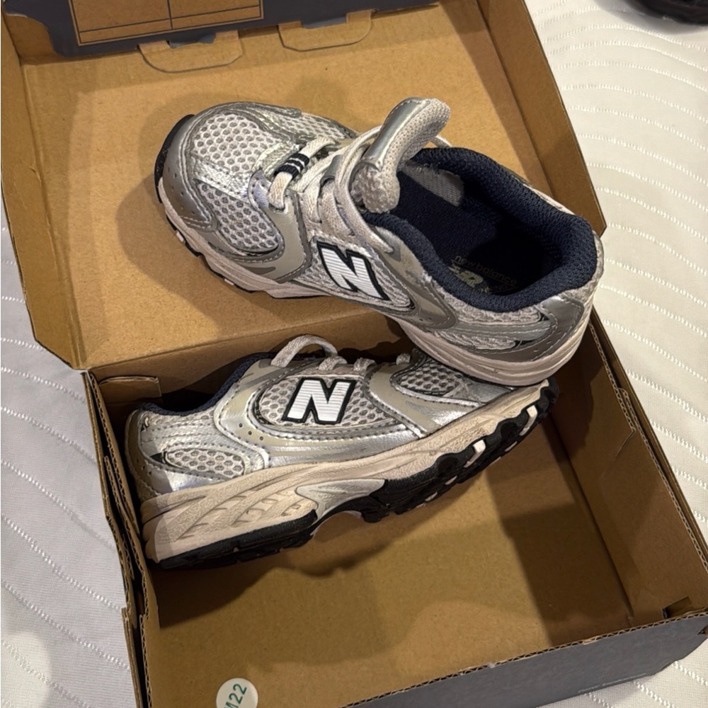 New Balance Kids Silver and Black Running Sneakers